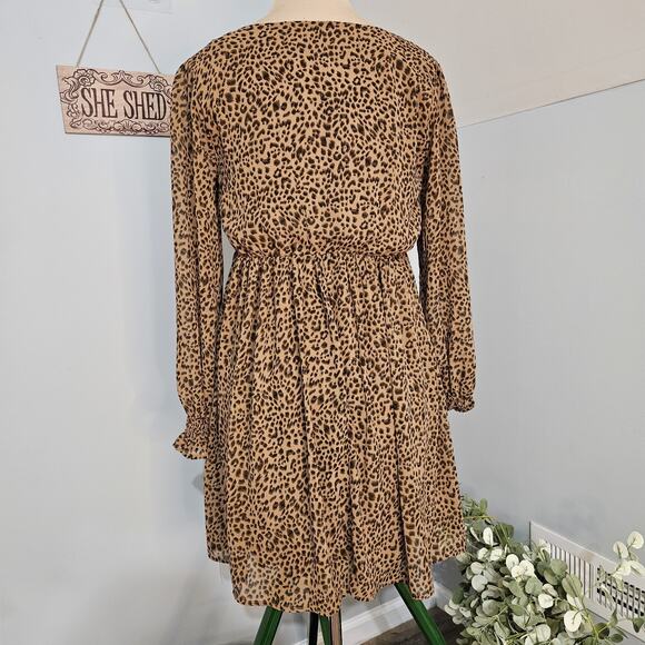 New Kori America Dress Womens Leopard Print Small NWT Cheetah Animal Midi Relax - Picture 4 of 16